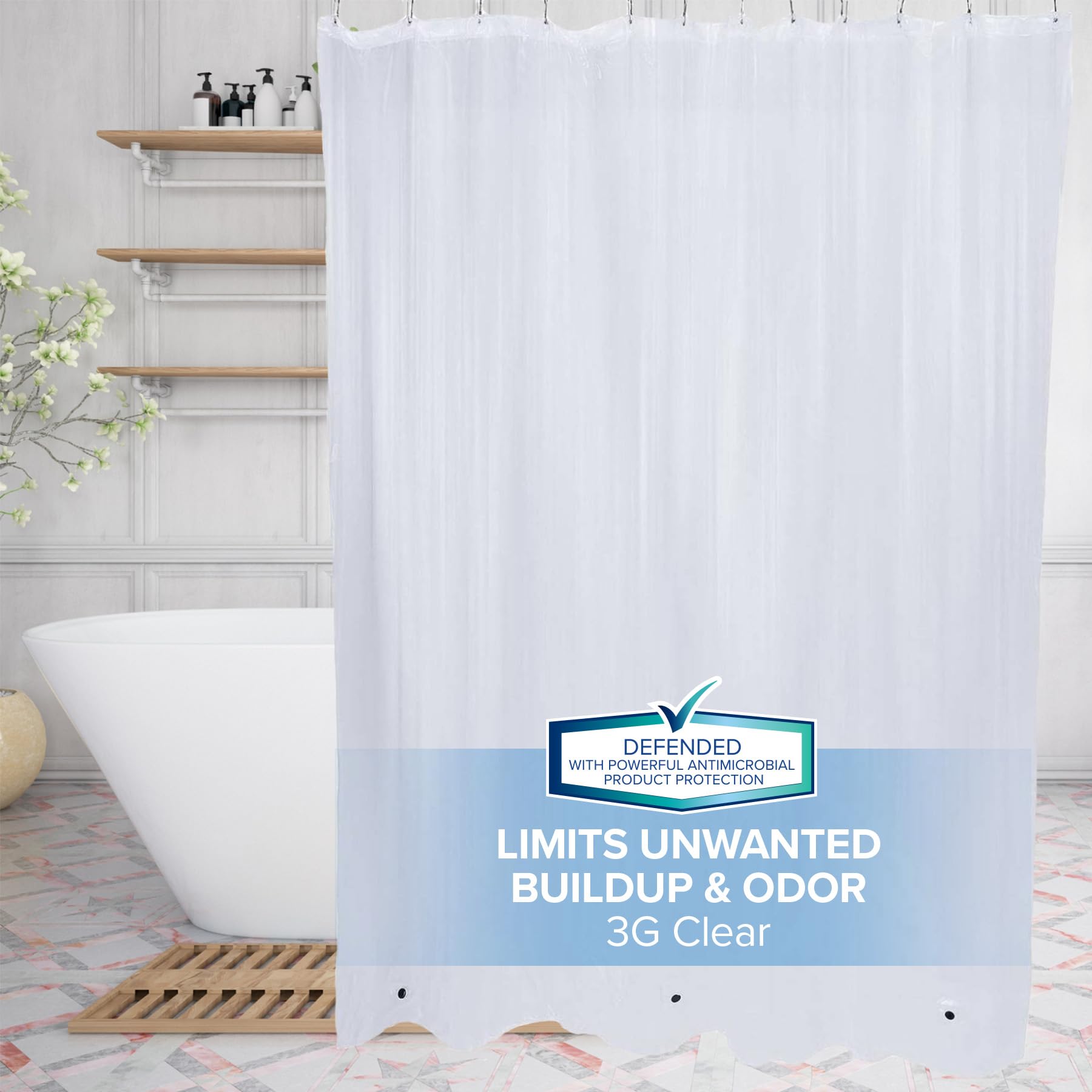 Amazon.com: SlipX Solutions Protected Shower Curtain Liner, 3G